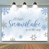 Lofaris Blue And Silver Glitter Winter Snowflake Baby Shower Backdrop