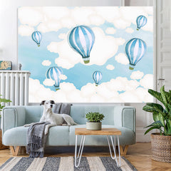 Lofaris Blue And White Hot Air Balloon Sky Themed Backdrop