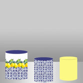 Lofaris Blue And Yellow Lemon Backdrop Cake Table Cover Kit
