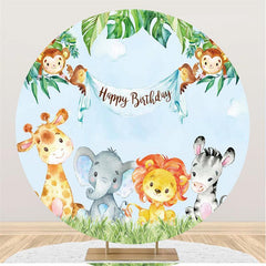 Blue Night Sky And Moon Round Backdrop For Birthday