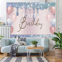 Lofaris Blue Bokeh Glitter Pink Balloons Birthday Backdrop
