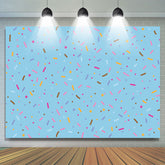 Lofaris Blue Colored Candy Bits Simple Happy Birthday Backdrop