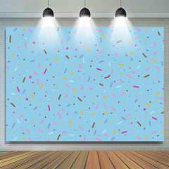 Lofaris Blue Colored Candy Bits Simple Happy Birthday Backdrop