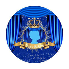 Lofaris Blue Crown Round Happy Birthday Party Backdrop For Boy