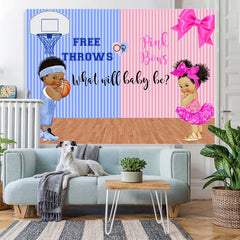 Lofaris Blue Throws and Pink Bows Baby Shower Backdrop