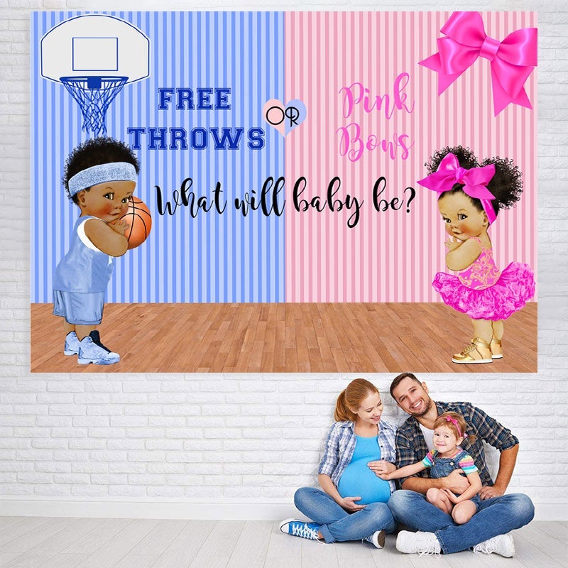 Lofaris Blue Throws and Pink Bows Baby Shower Backdrop