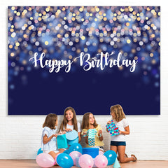 Lofaris Blue Glitter Bokeh Happy Birthday Backdrop For Party