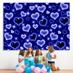 Lofaris Blue Heart Glitter Early 2000s Photo Birthday Party Backdrop