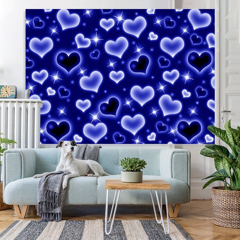 Lofaris Blue Heart Glitter Early 2000s Photo Birthday Party Backdrop