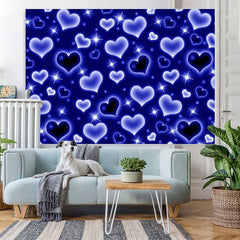 Lofaris Blue Heart Glitter Early 2000s Photo Birthday Party Backdrop