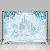 Lofaris Blue Ice Snowy Tree Castle Winter Scene Backdrops