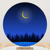 Lofaris Blue Night Sky And Moon Round Backdrop For Birthday