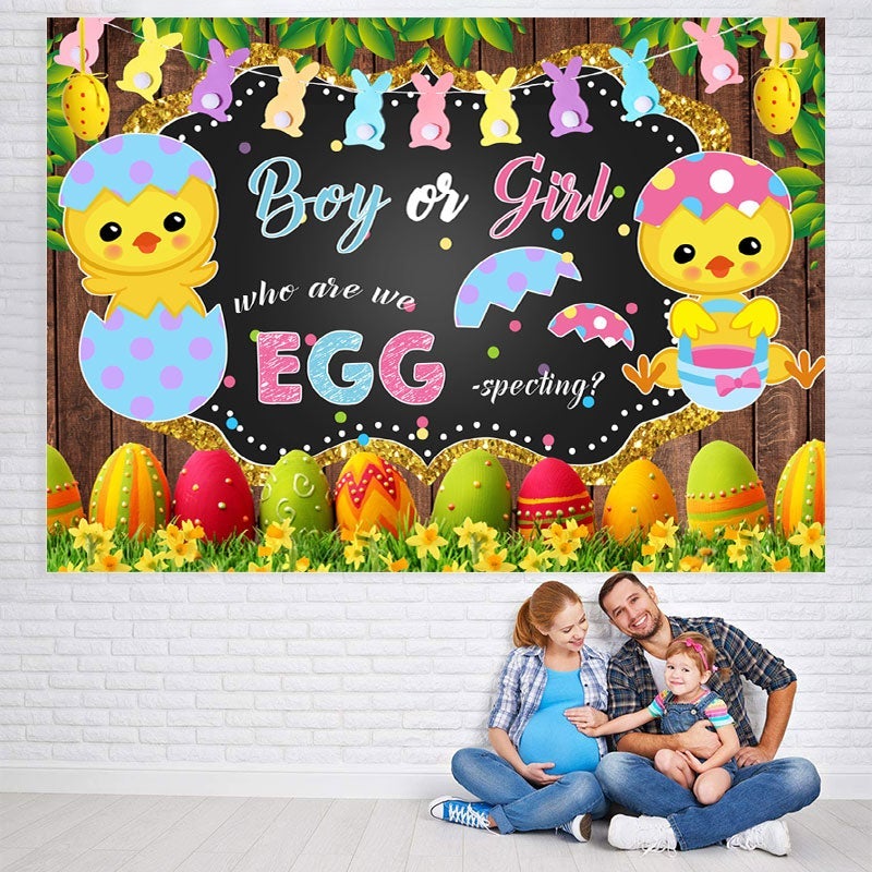 Lofaris Blue Pink And Yellow Easter Theme Baby Shower Backdrop