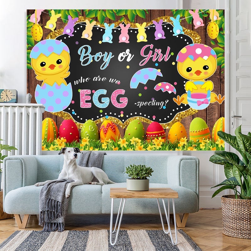 Lofaris Blue Pink And Yellow Easter Theme Baby Shower Backdrop