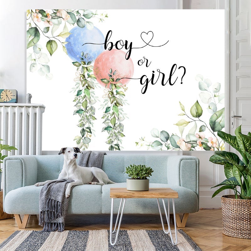 Lofaris Blue Pink Balloons Green Theme Baby Shower Backdrop