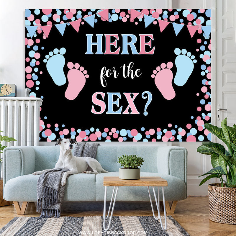 Lofaris Blue Pink Feet And Flags Backdrop Banner For Baby Shower