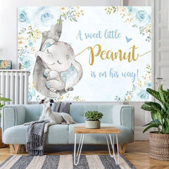 Lofaris Blue Rose and Elephant Backdrop for Baby Shower Party