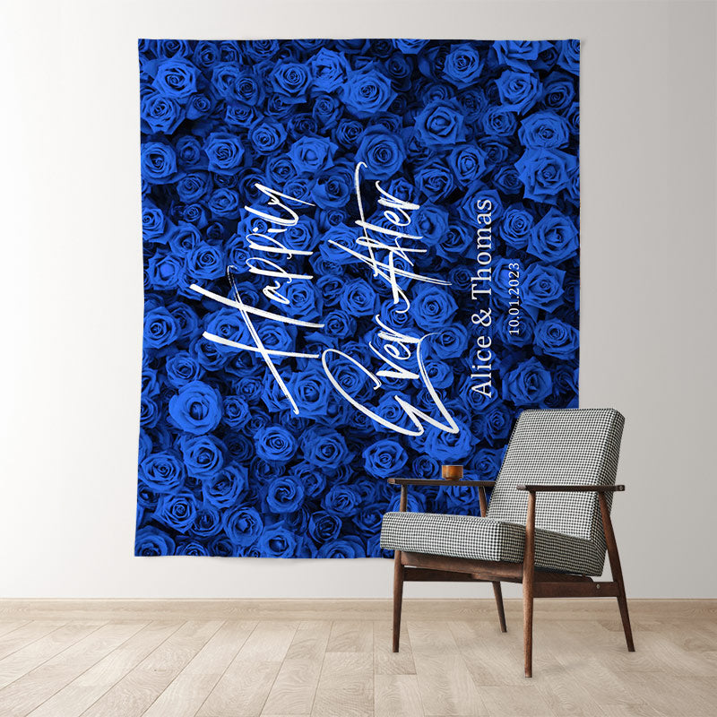 Lofaris Blue Rose Tracery Wall Party Backdrop For Weddings