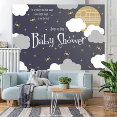 Lofaris Blue Sky Planet Star Cute Baby Shower Backdrop