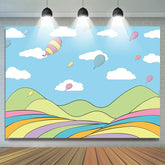 Lofaris Blue Sky White Clouds Balloons Birthday Party Backdrop