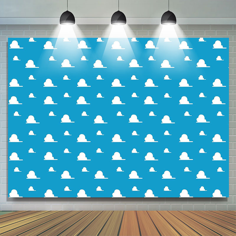 Lofaris Blue Sky White Clouds Kid Happy Birthday Party Backdrop