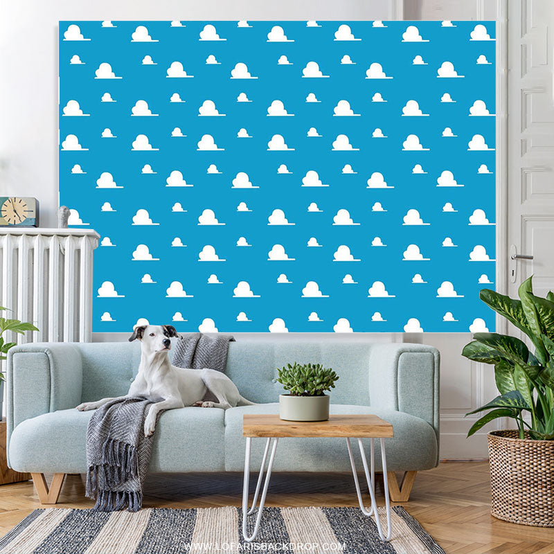 Lofaris Blue Sky White Clouds Kid Happy Birthday Party Backdrop