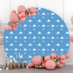 White Cloud And Sky Simple Round Baby Shower Backdrop