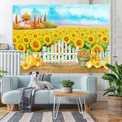 Lofaris Blue Sky Yellow Sunflower Fields Autumn Backdrops