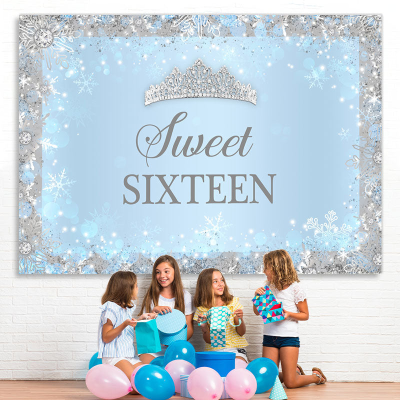 Lofaris Blue Snow and Diamond Sweet Sixteen Birthday Backdrop