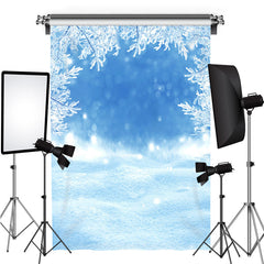 Lofaris Blue Snow Scene Tree Glitter Winter Backdrops