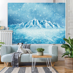 Lofaris Blue Snowmountain And Snowflake Baby Shower Backdrop