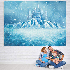 Lofaris Blue Snowmountain With Castle Baby Shower Backdrop
