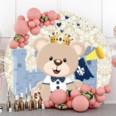 Lofaris Blue Teddy Bear And Castle Round Baby Shower Backdrop