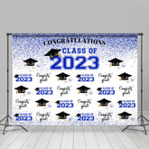 Lofaris Blue Theme 2023 Caps Congrats Grad Party Backdrop