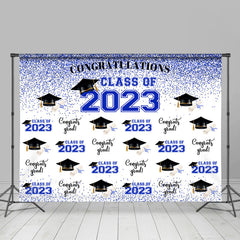 Lofaris Blue Theme 2023 Caps Congrats Grad Party Backdrop