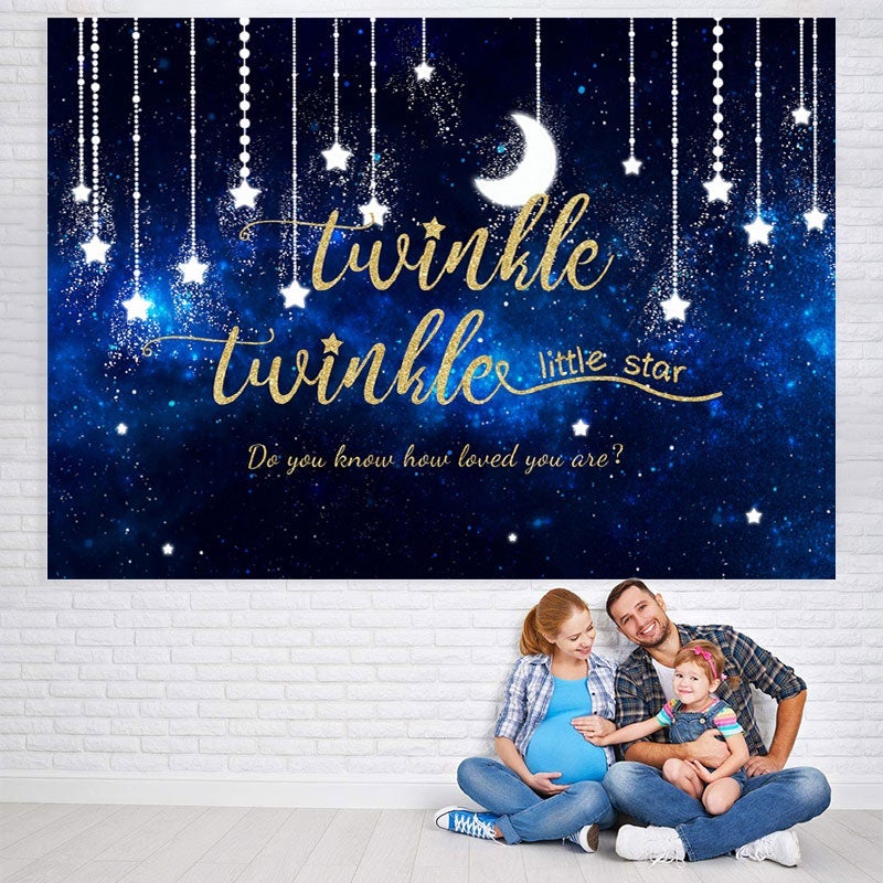 Lofaris Blue Twinkle Little Star Baby Shower Backdrop