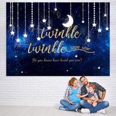 Lofaris Blue Twinkle Little Star Baby Shower Backdrop