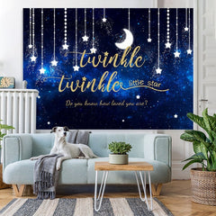 Lofaris Blue Twinkle Little Star Baby Shower Backdrop