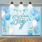 Lofaris Blue White Ballons Its A Boy Backdrop For Baby Shower