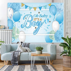 Lofaris Blue White Ballons Its A Boy Backdrop For Baby Shower