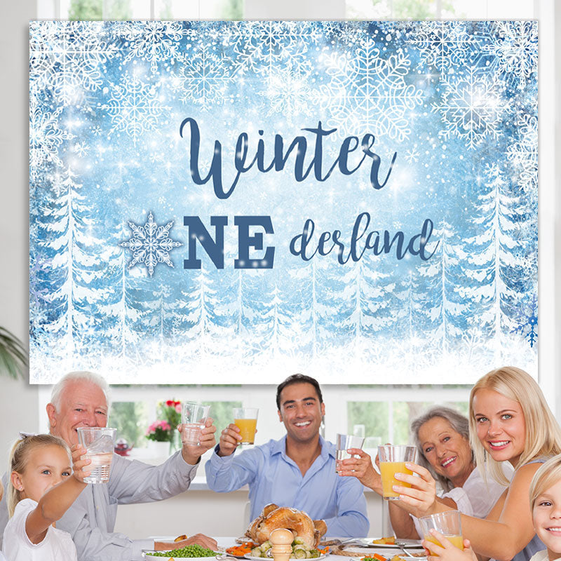 Lofaris Winter One-derland Snowflake Photoshoot Backdrops for Baby Shower