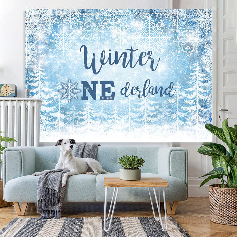 Lofaris Winter One-derland Snowflake Photoshoot Backdrops for Baby Shower