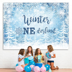 Lofaris Winter One-derland Snowflake Photoshoot Backdrops for Baby Shower