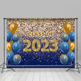 Lofaris Blue Yellow Balloons Glitter Graduation Backdrop