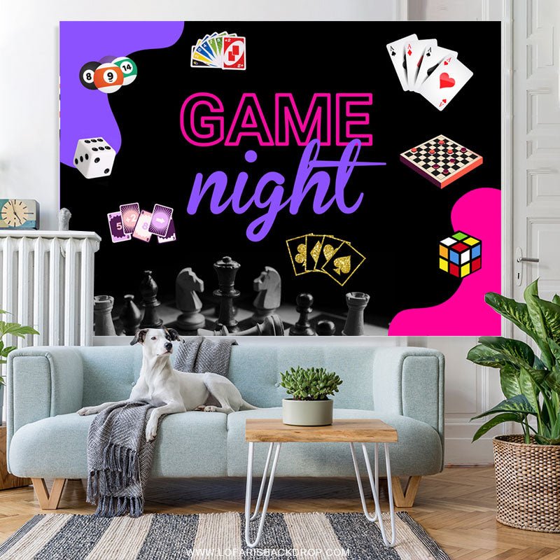 Lofaris Board Game Night Happy Birthday Party Backdrop