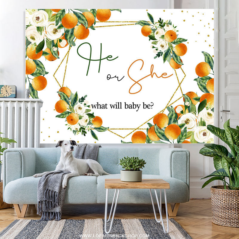 Lofaris Boho Theme White He Or She What Will Baby Be Backdrop