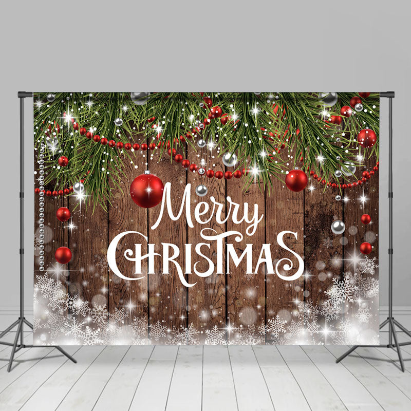 Lofaris Bokeh Snowflake Wooden Christmas Ball Holiday Backdrop