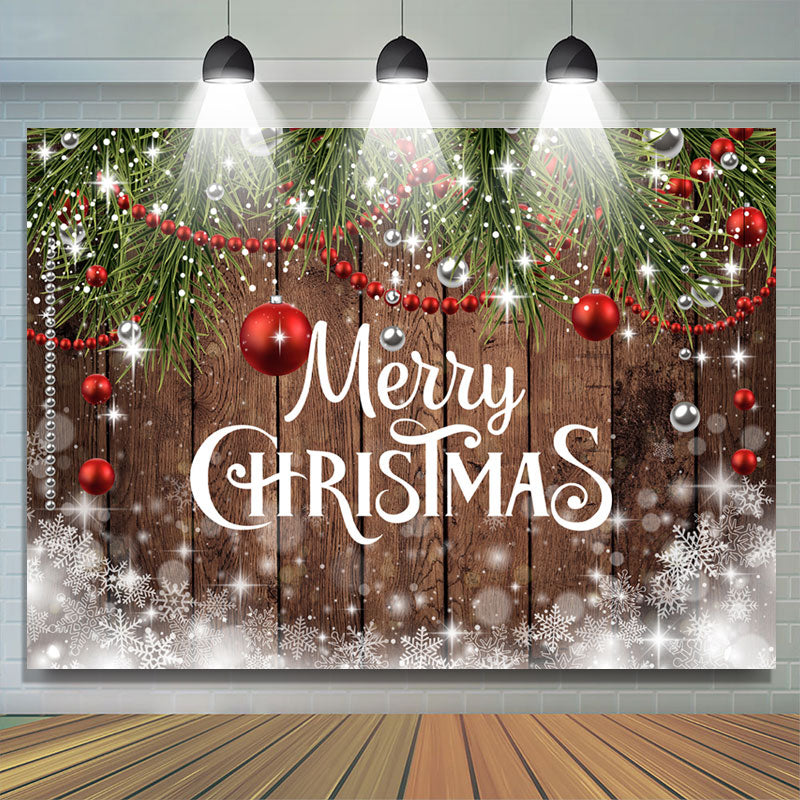 Lofaris Bokeh Snowflake Wooden Christmas Ball Holiday Backdrop