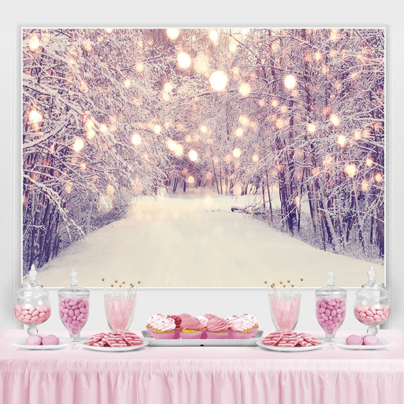 Lofaris Bokeh White Snowy Way In The Forest Winter Backdrop