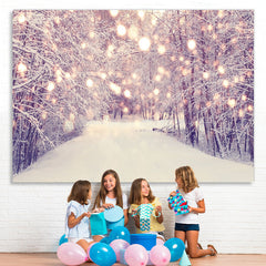 Lofaris Bokeh White Snowy Way In The Forest Winter Backdrop